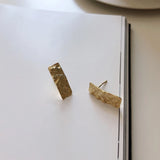 925 Silver Nordic Irregular Shape Earrings Organic Surface Rectangle
