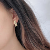 925 Silver Nordic Irregular Shape Earrings Organic Surface Rectangle