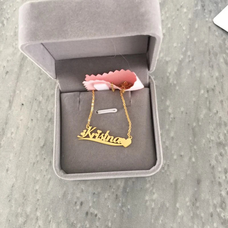 Personalized Name Pendant Necklace Heart Style Stainless Steel Choker Bridesmaid