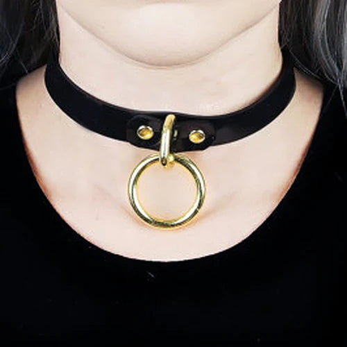 Women Harajuku Dark Rivet Leather Choker Necklace