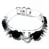 Harajuku Clear Leather Double Spiked Flower Collar Choker