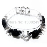 Harajuku Clear Leather Double Spiked Flower Collar Choker