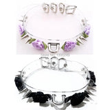 Harajuku Clear Leather Double Spiked Flower Collar Choker