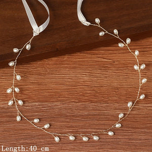 Bride Tiara Rhinestone Pearl Headband Hair Jewelry