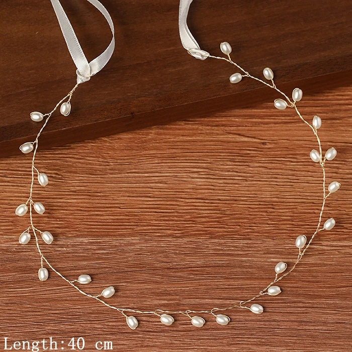 Bride Tiara Rhinestone Pearl Headband Hair Jewelry