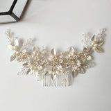Women Headpiece Freshwater Pearl Headdress Crystal Hair Combs Jewelry
