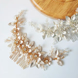 Women Headpiece Freshwater Pearl Headdress Crystal Hair Combs Jewelry