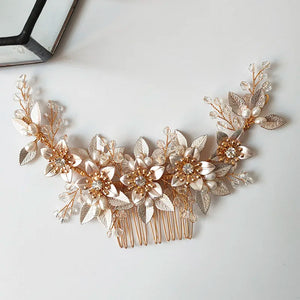 Women Headpiece Freshwater Pearl Headdress Crystal Hair Combs Jewelry