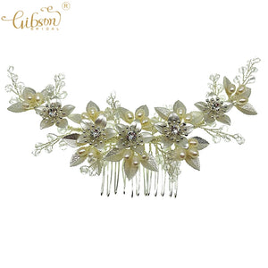 Women Headpiece Freshwater Pearl Headdress Crystal Hair Combs Jewelry