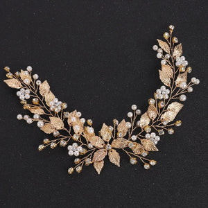 Rose Flower Wedding Headband Pearl Rhinestone Hair Accessory