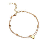 Women's Double Layer Heart Ankle Chain Bracelet