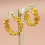 Rose Flower Pattern Hoop Earrings for Women