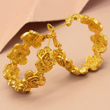 Rose Flower Pattern Hoop Earrings for Women