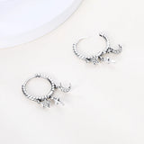 925 Silver Moon Star Hoop Earrings for Party Anniversary Gift