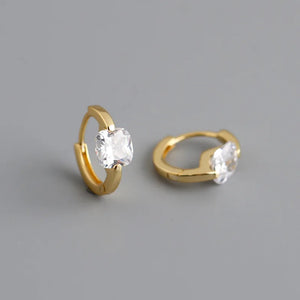 925 Silver Hoop Earrings Multi-color Zircon Charm Small Round Fine Jewelry