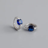 925 Silver Hoop Earrings Multi-color Zircon Charm Small Round Fine Jewelry