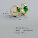925 Silver Hoop Earrings Multi-color Zircon Charm Small Round Fine Jewelry
