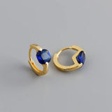 925 Silver Hoop Earrings Multi-color Zircon Charm Small Round Fine Jewelry