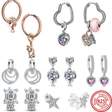 925 Sterling Silver Love Globe Hoop Earrings DIY Sparkling Jewelry
