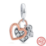 925 Sterling Silver Love Globe Hoop Earrings DIY Sparkling Jewelry