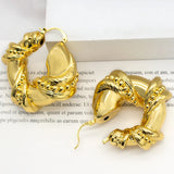 24K Plated Women Hoop Earrings Copper For Daily Wear