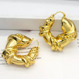 24K Plated Women Hoop Earrings Copper For Daily Wear