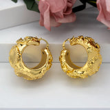 24K Plated Women Hoop Earrings Copper For Daily Wear