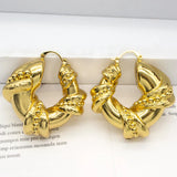 24K Plated Women Hoop Earrings Copper For Daily Wear