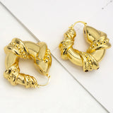 24K Plated Women Hoop Earrings Copper For Daily Wear