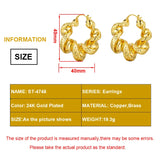 Copper Twist Letter Pattern Clip Earrings
