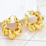 Copper Twist Letter Pattern Clip Earrings