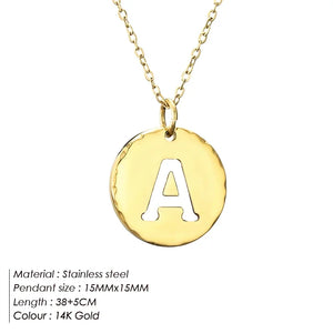 Women Initial Charm Gold Necklace Stainless Steel 26 English Initials Necklace
