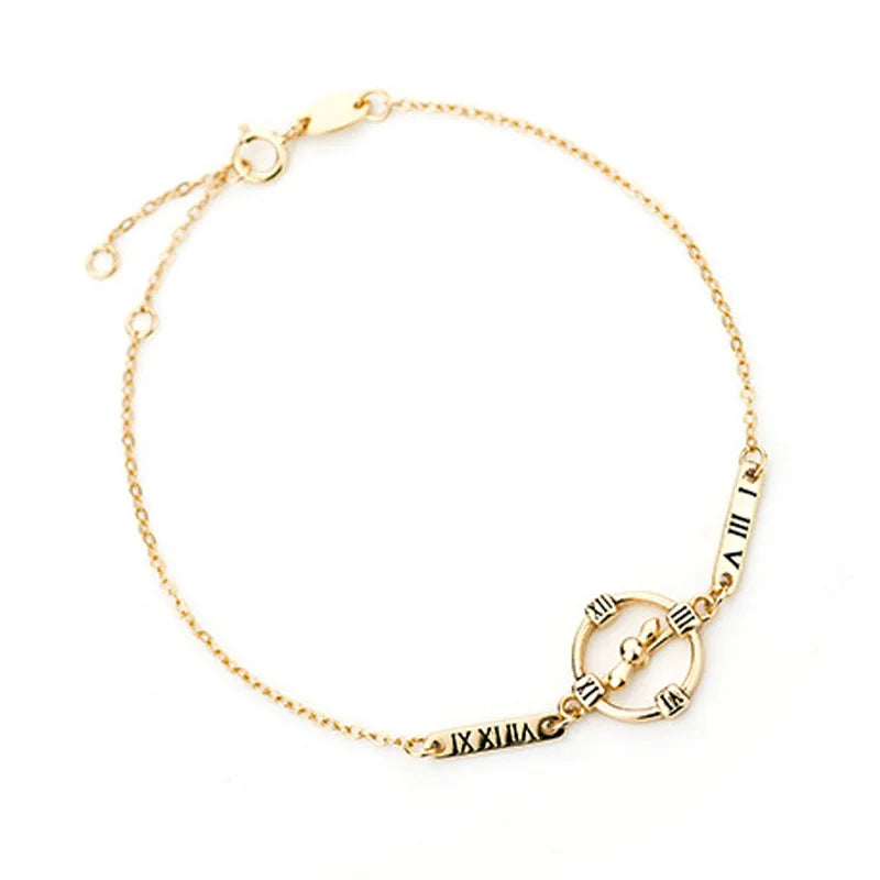 Retro Roman Numeral Pointer Bracelet Silver 925 for Women