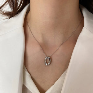 925 Silver Geometric Necklace Twisted Circle Pendant Dainty Boho Jewelry