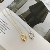 925 Silver Geometric Necklace Twisted Circle Pendant Dainty Boho Jewelry
