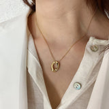 925 Silver Geometric Necklace Twisted Circle Pendant Dainty Boho Jewelry