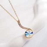 Women Crystal Necklace Round Pendant Neck Jewelry Christmas