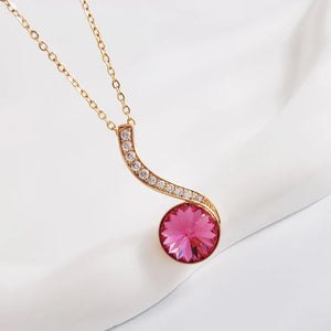 Women Crystal Necklace Round Pendant Neck Jewelry Christmas