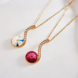 Women Crystal Necklace Round Pendant Neck Jewelry Christmas