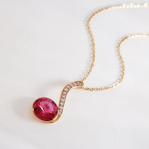 Women Crystal Necklace Round Pendant Neck Jewelry Christmas