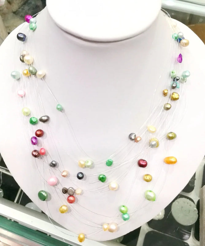 Baroque Pearl Necklace 10 Rows 18''