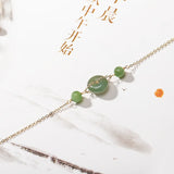 14K Nephrite Stone Circle Bracelet for Valentine Gift