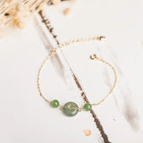 14K Nephrite Stone Circle Bracelet for Valentine Gift