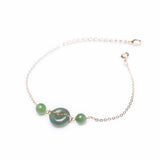 14K Nephrite Stone Circle Bracelet for Valentine Gift