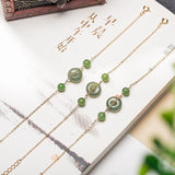 14K Nephrite Stone Circle Bracelet for Valentine Gift