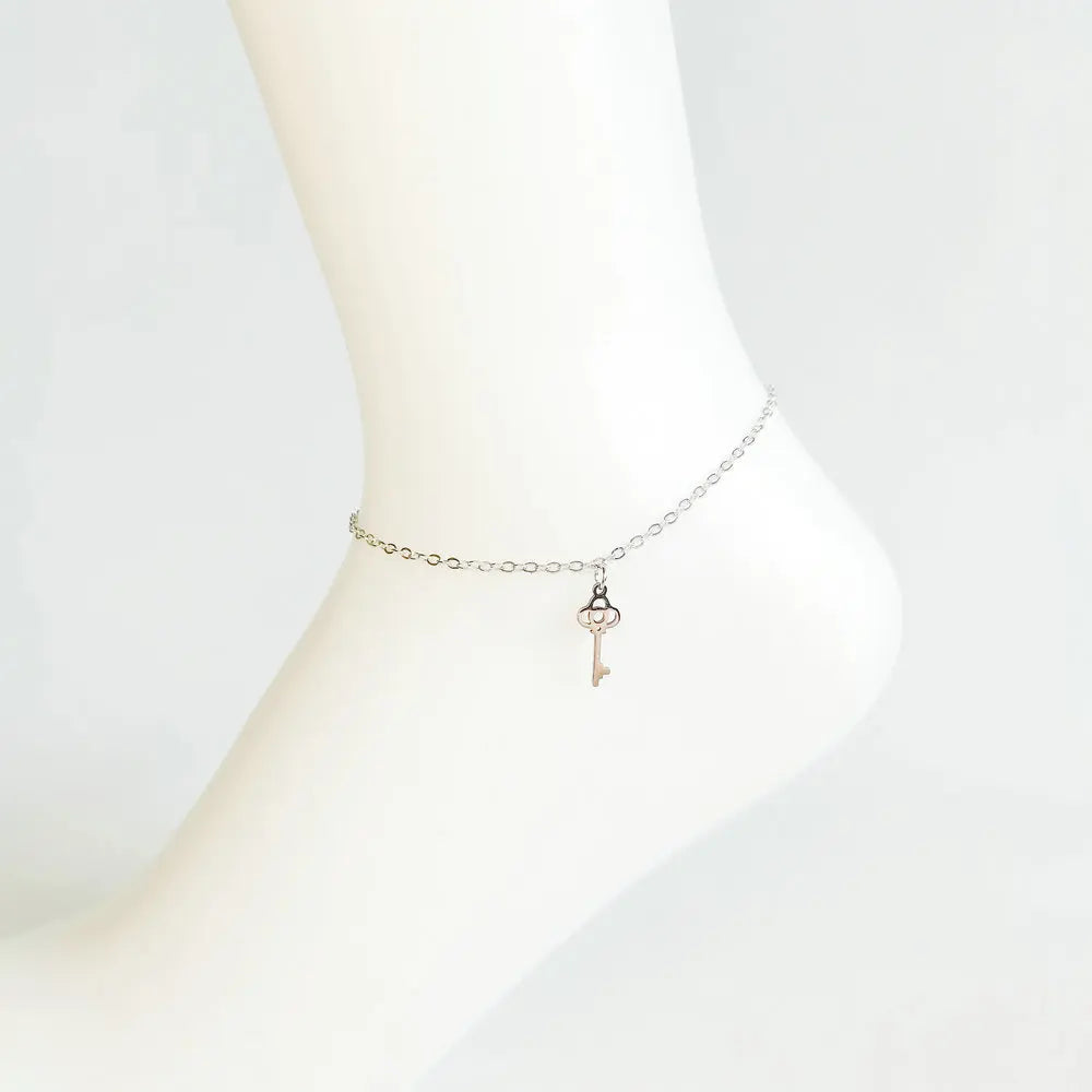 Stainless Steel Silver Key Anklet Bracelet For Women