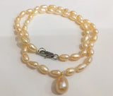Pink Pearl Oval Pendant Necklace 8mm - Natural Freshwater Pearl