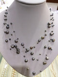 5-Row Necklace Deep Gray Baroque Pearl Pendant 18''