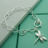 925 Silver Dragonfly Charm Bracelet Gift