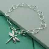 925 Silver Dragonfly Charm Bracelet Gift